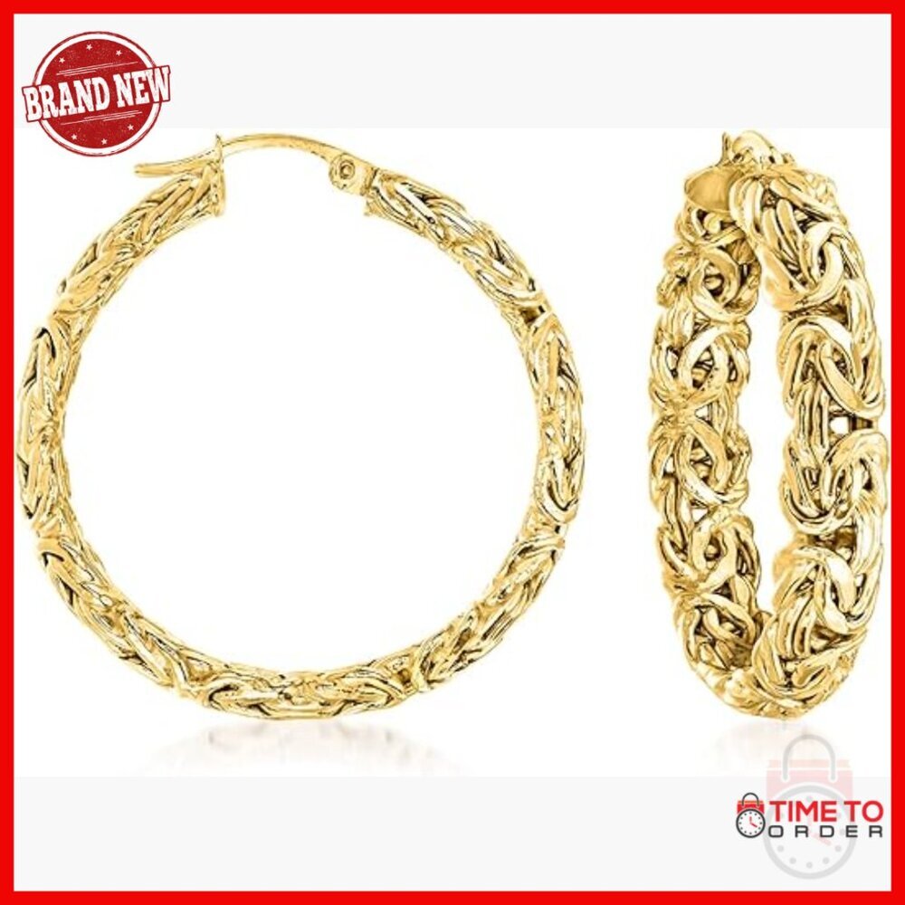 Large Byzantine Hoop Earrings 18kt Gold Over Sterling Silver